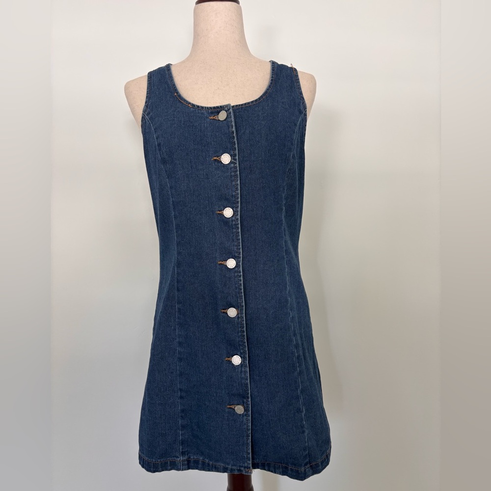 Sincerely Jules Dark Blue Denim Button-Front Mini Dress